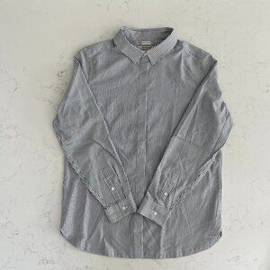 Barbour Classic LS Button Down Hidden Placket Striped Shirt Black White UK 10